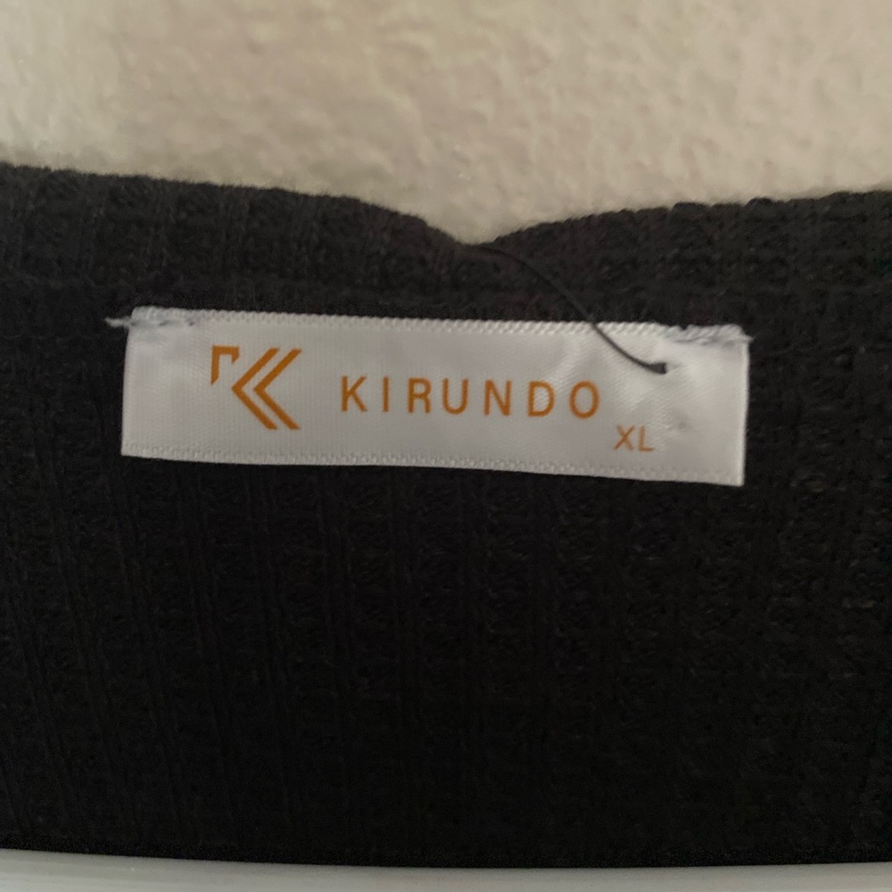 NWT Kirundo lightweight tunic sweater V-neck criss-cross crochet waffle-knit xl - Picture 9 of 10